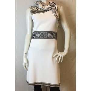 Class Cavalli White Scarf Neck Knit Dress